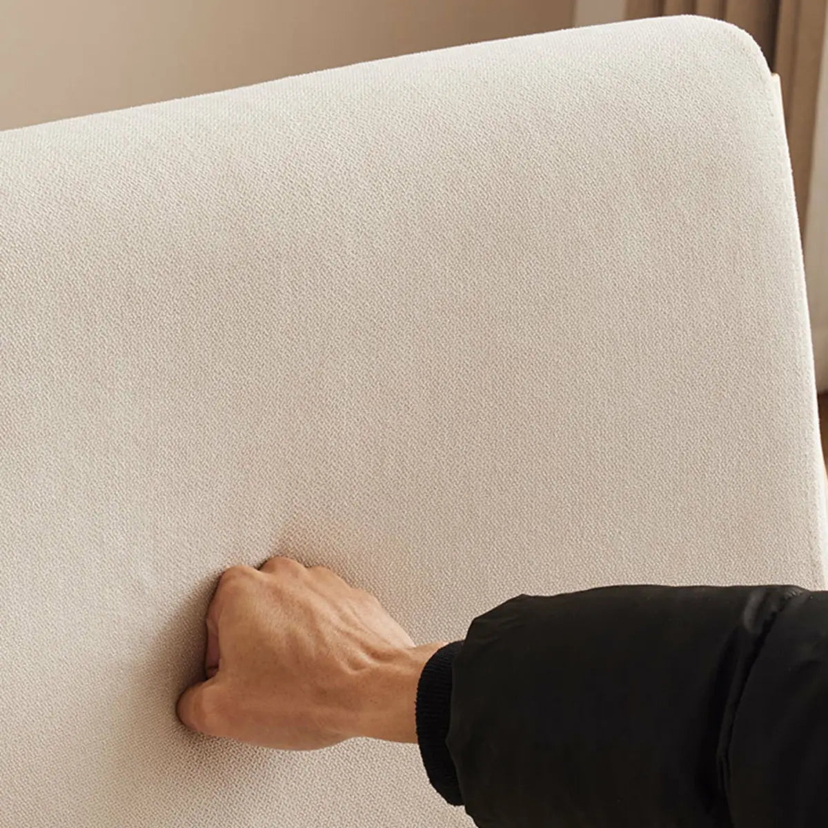 Off-White Scratch Resistant Cotton Linen Lounge Chair Image - 15