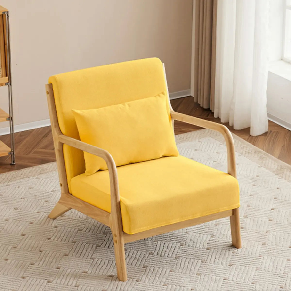 Off-White Scratch Resistant Cotton Linen Lounge Chair Image - 16