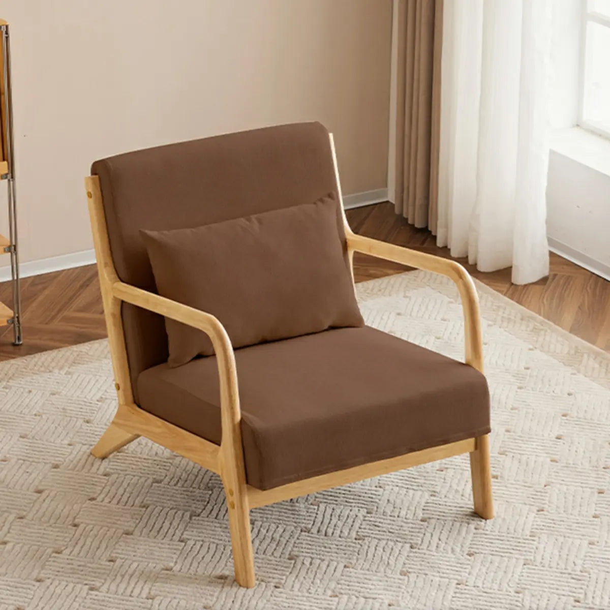 Off-White Scratch Resistant Cotton Linen Lounge Chair Image - 3