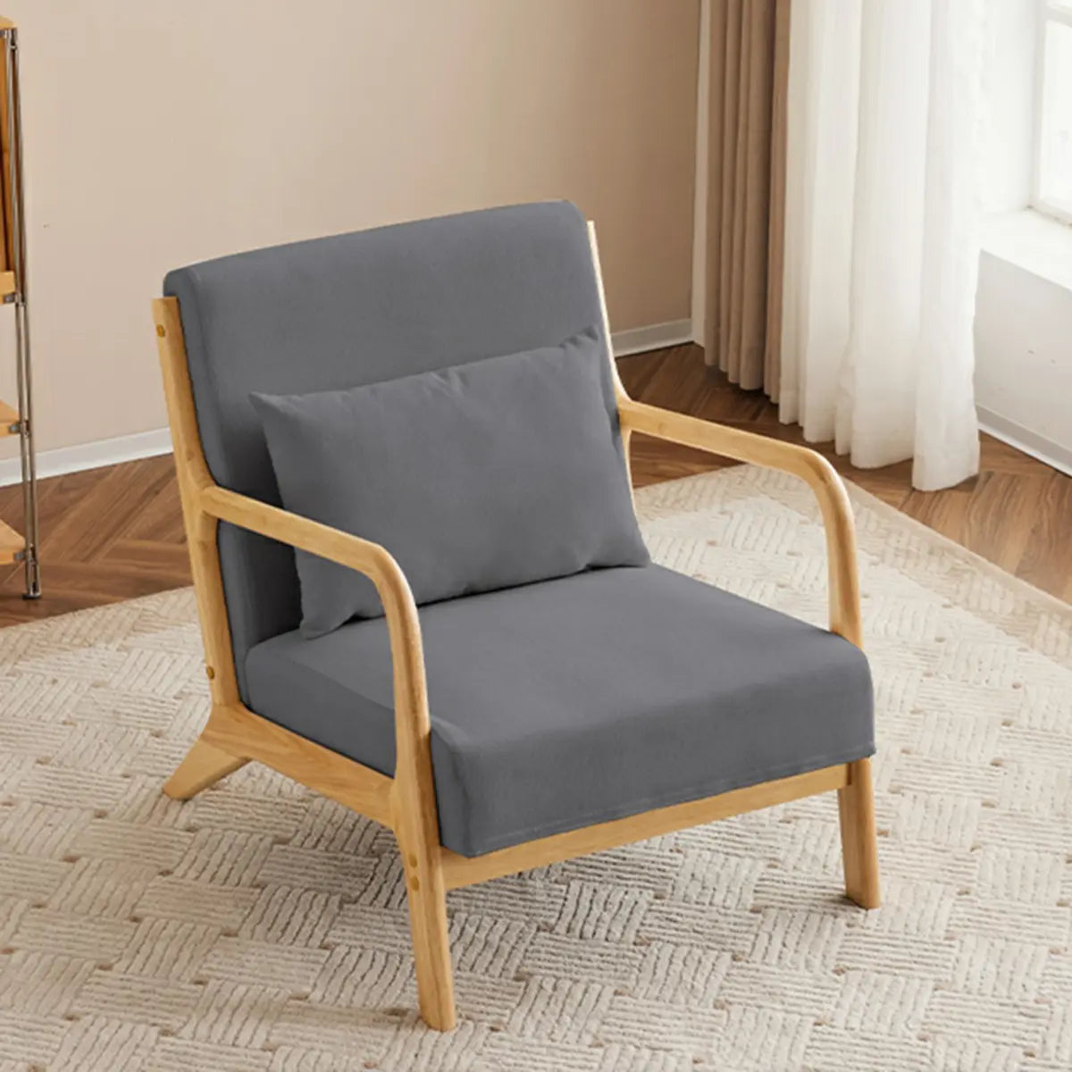 Off-White Scratch Resistant Cotton Linen Lounge Chair Image - 7