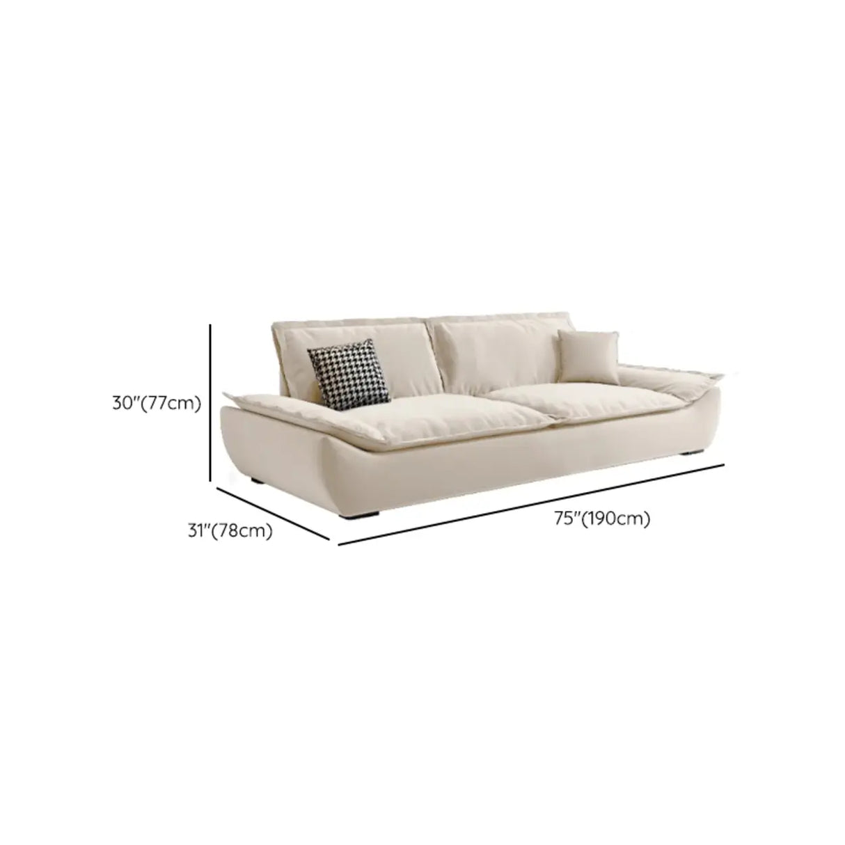 Off-White Scratch Resistant Flannel Pillow Top Arm Sofa Image - 16