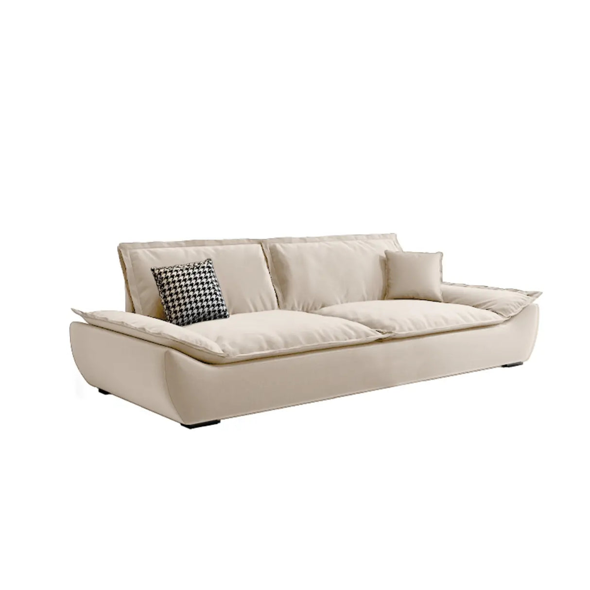 Off-White Scratch Resistant Flannel Pillow Top Arm Sofa Image - 5