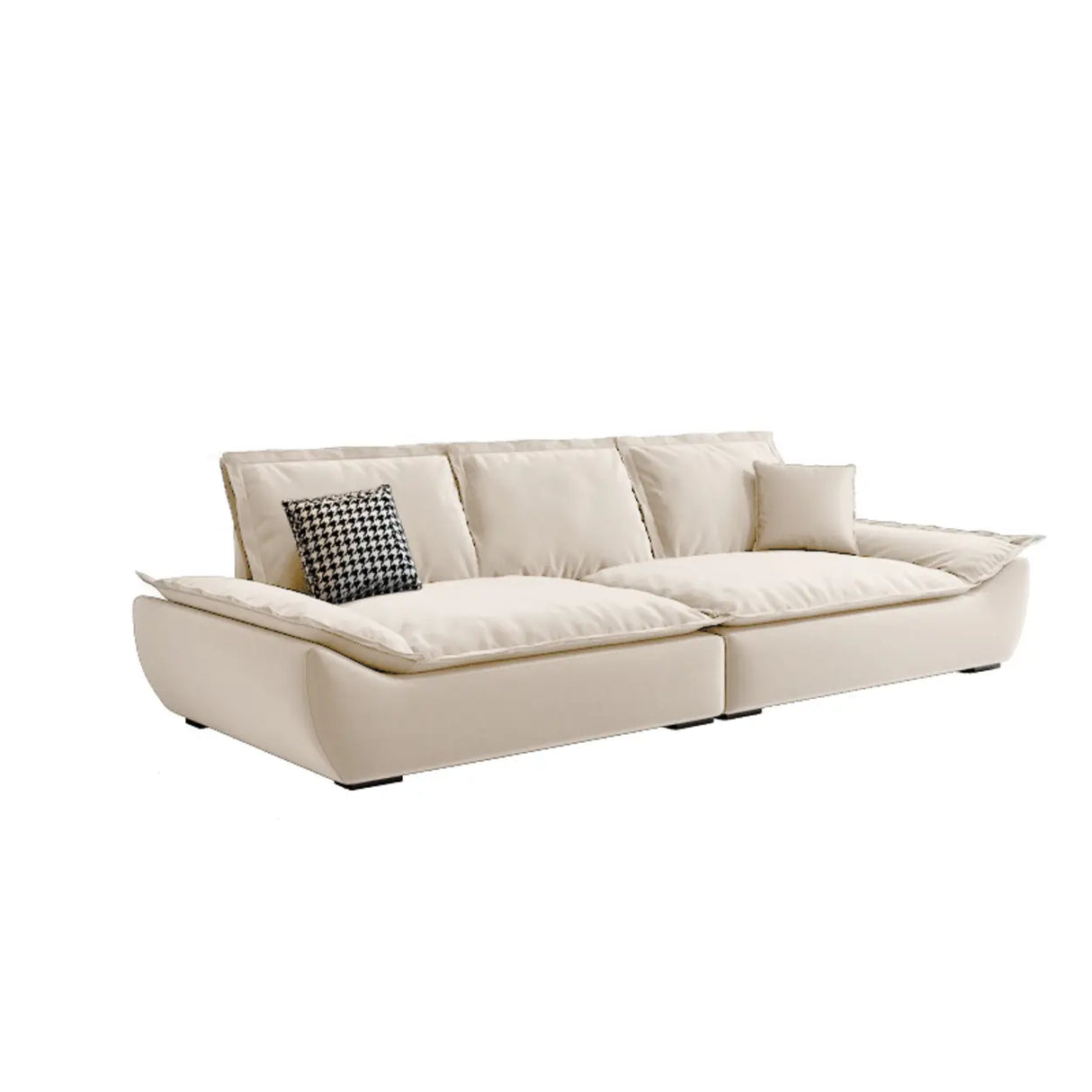 Off-White Scratch Resistant Flannel Pillow Top Arm Sofa Image - 9