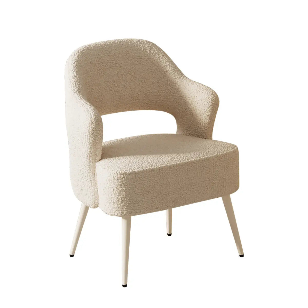 Off-White Scratch Resistant Sherpa Sloped Arms Chair Image - 10