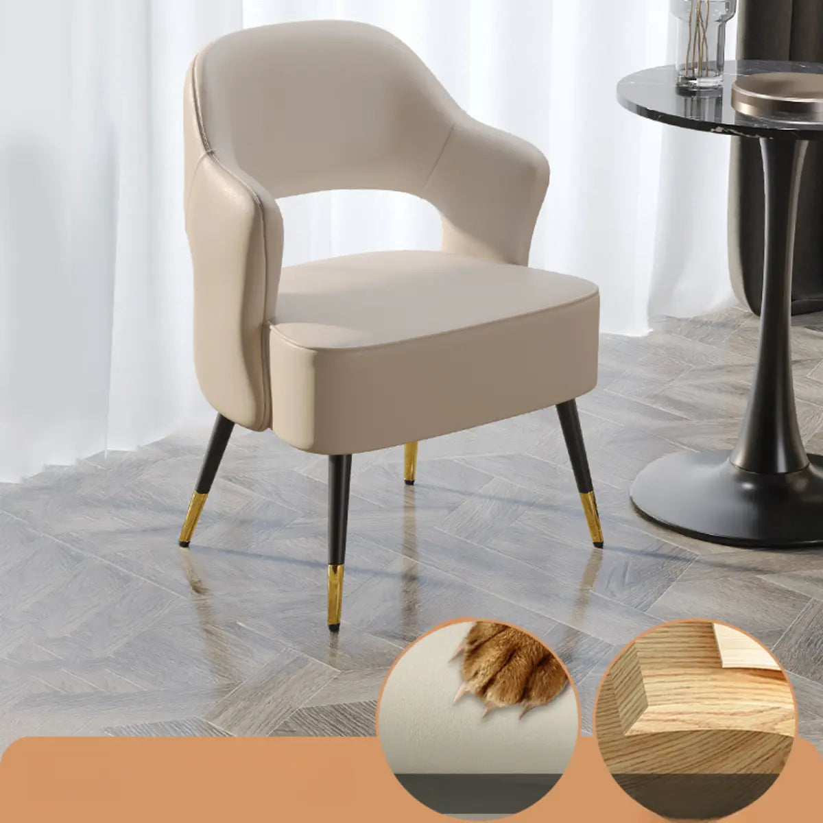 Off-White Scratch Resistant Sherpa Sloped Arms Chair Image - 11