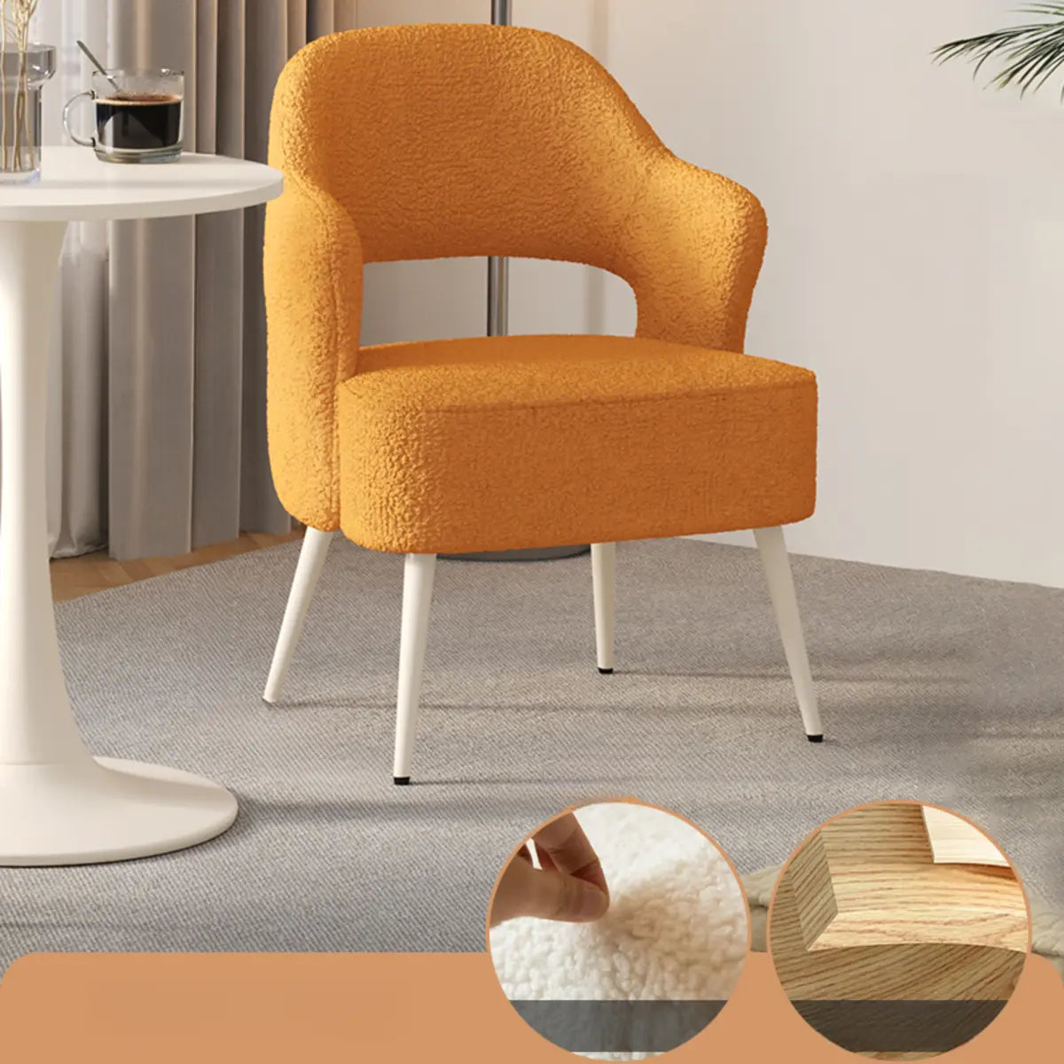 Off-White Scratch Resistant Sherpa Sloped Arms Chair Image - 17