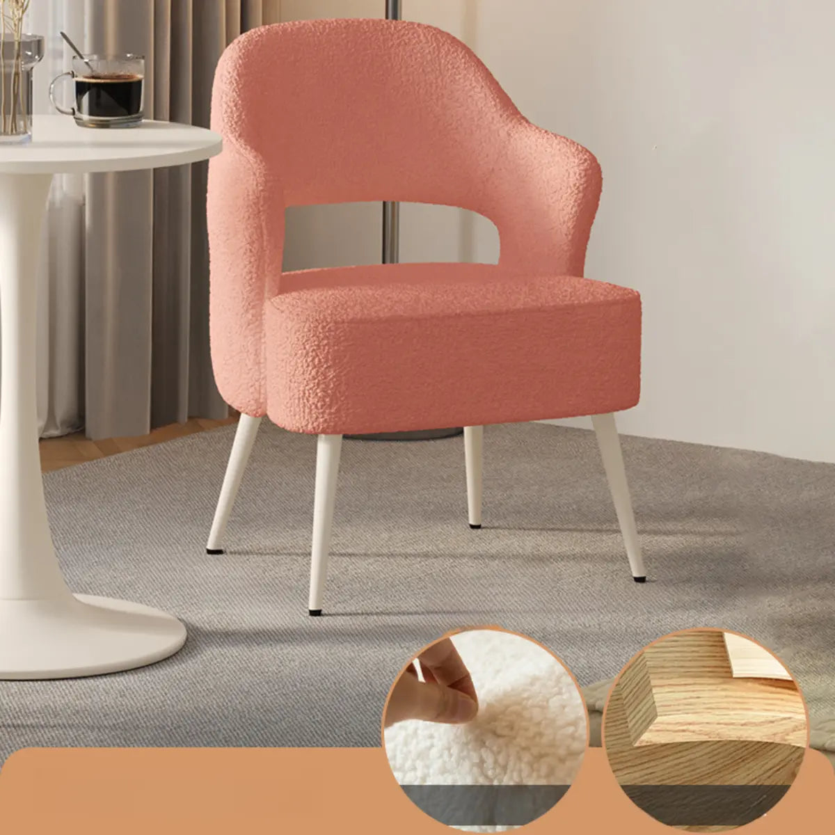 Off-White Scratch Resistant Sherpa Sloped Arms Chair Image - 19