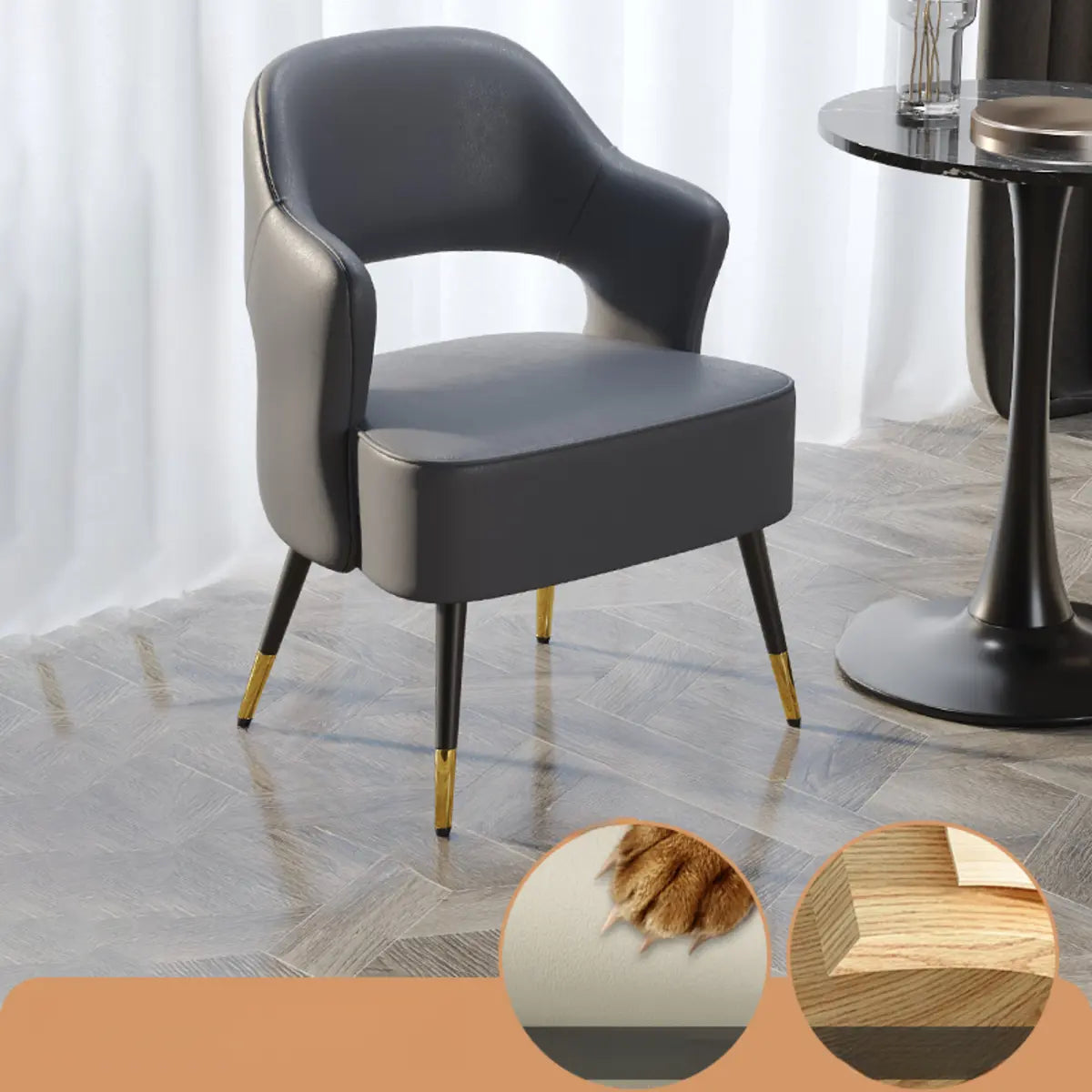 Off-White Scratch Resistant Sherpa Sloped Arms Chair Image - 4