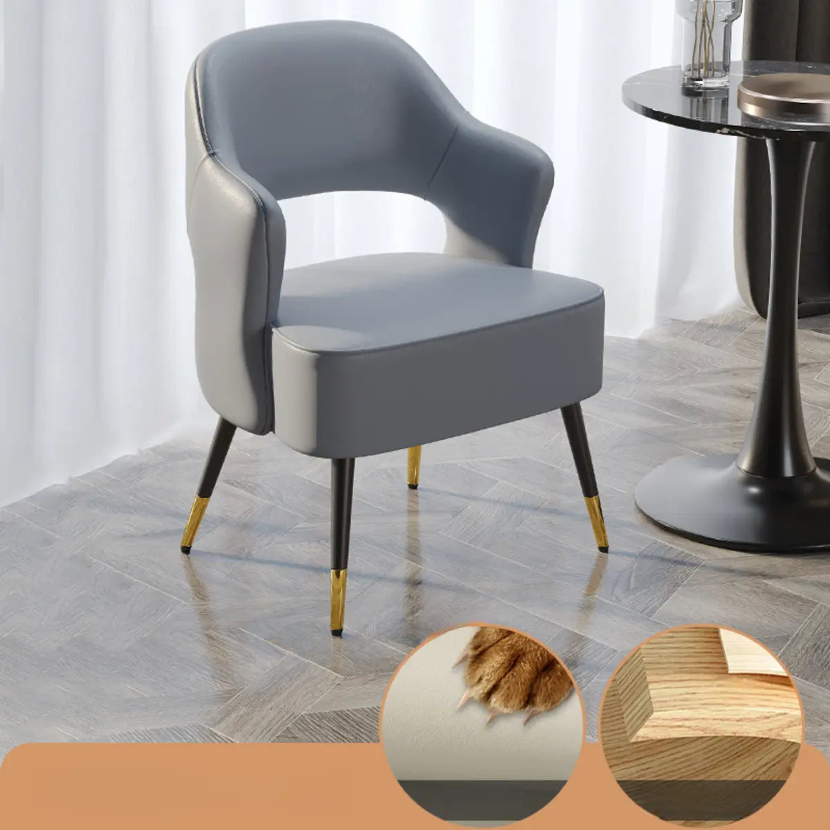 Off-White Scratch Resistant Sherpa Sloped Arms Chair Image - 6