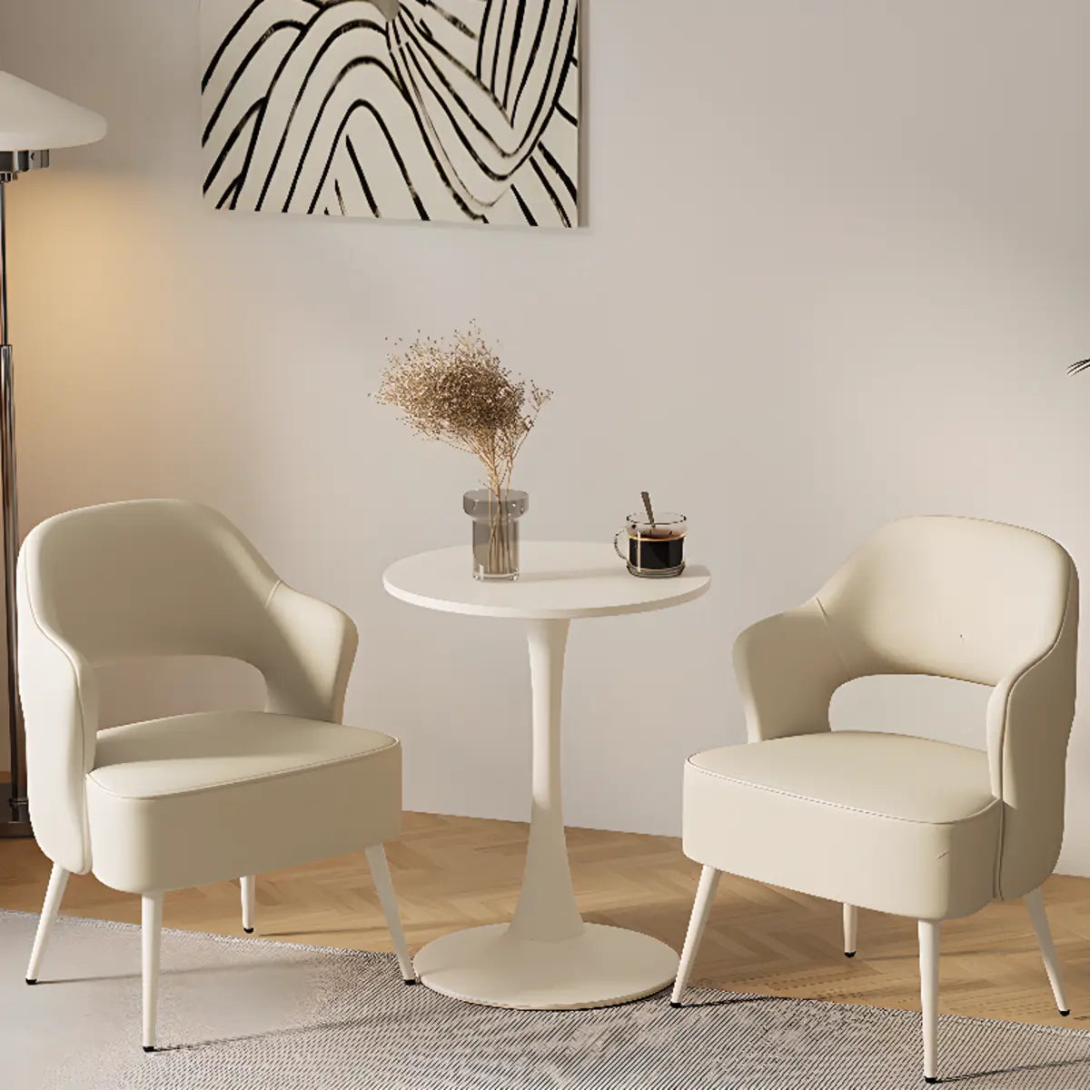 Off-White Scratch Resistant Sherpa Sloped Arms Chair Image - 8