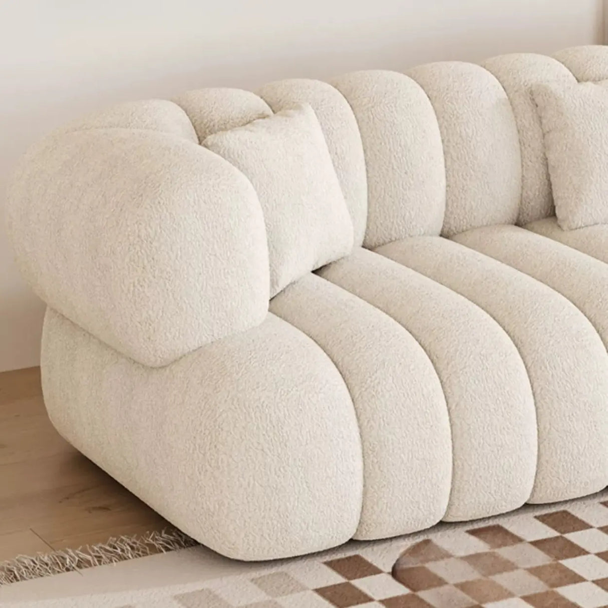 Off-White Sewn Pillow Back Concealed Support Sofa Image - 10