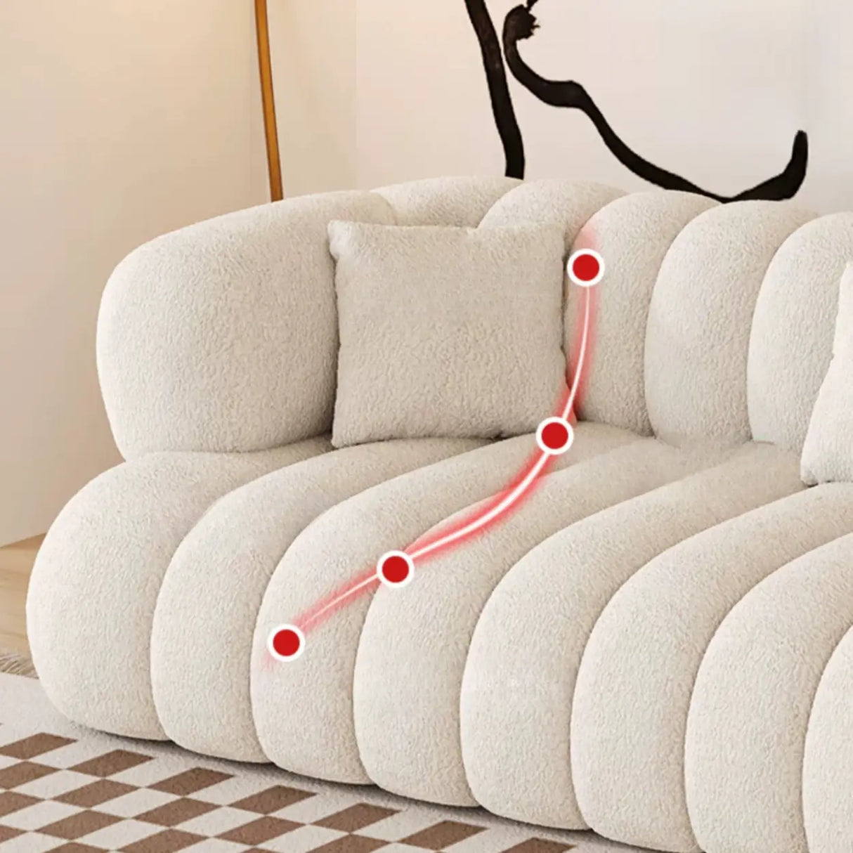 Off-White Sewn Pillow Back Concealed Support Sofa Image - 12