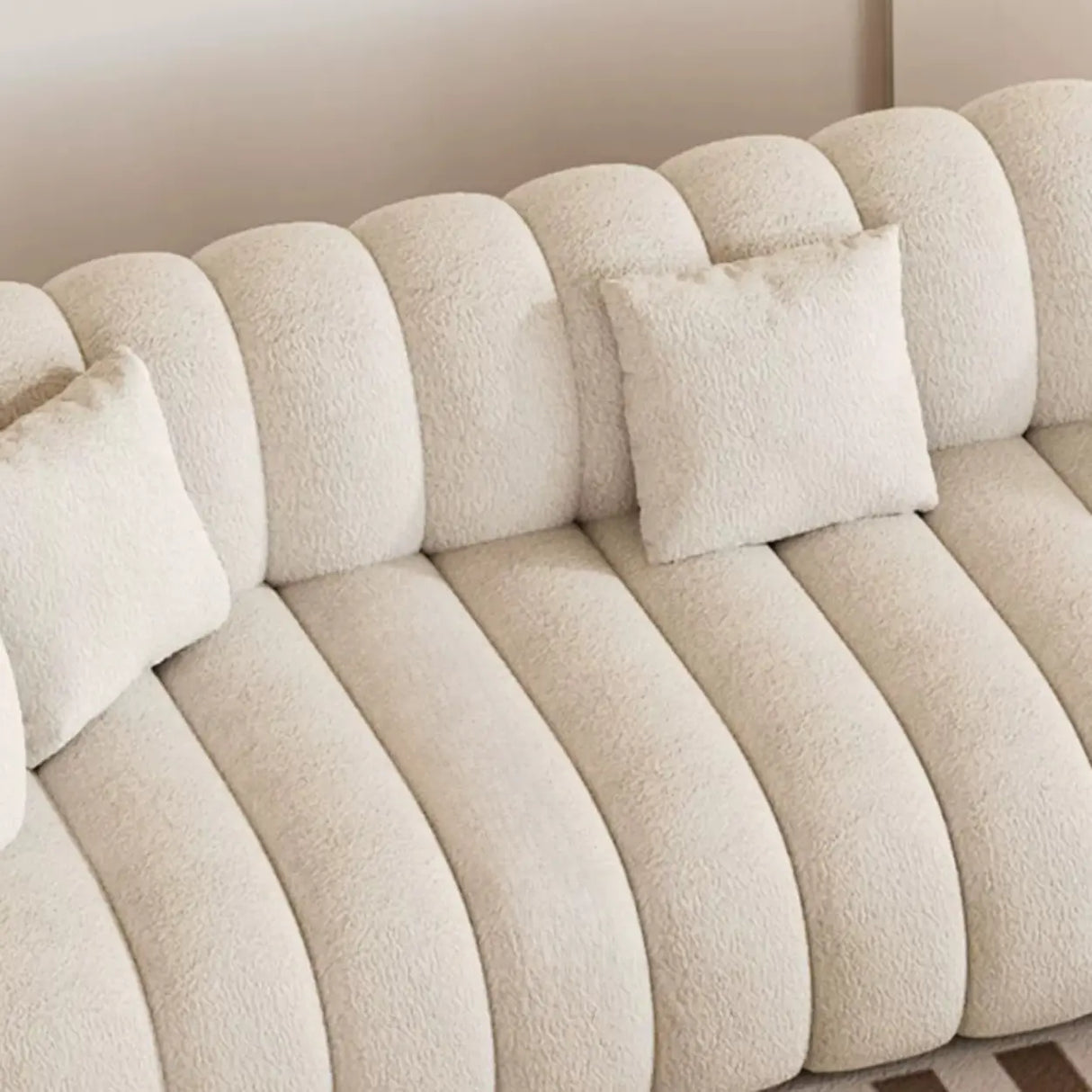 Off-White Sewn Pillow Back Concealed Support Sofa Image - 13