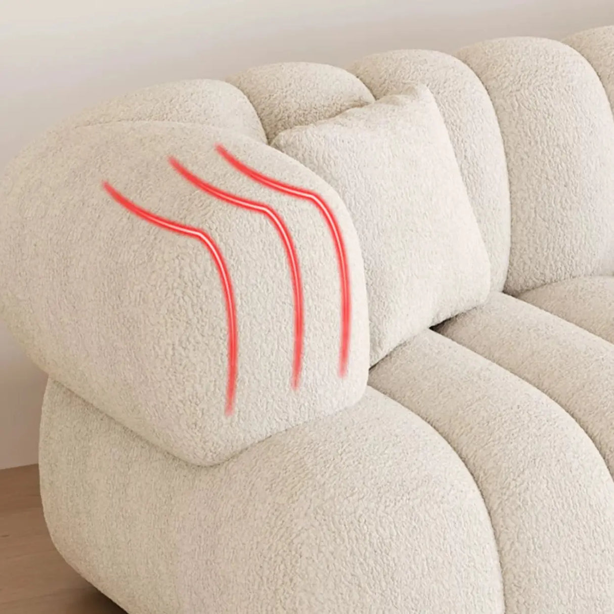Off-White Sewn Pillow Back Concealed Support Sofa Image - 14