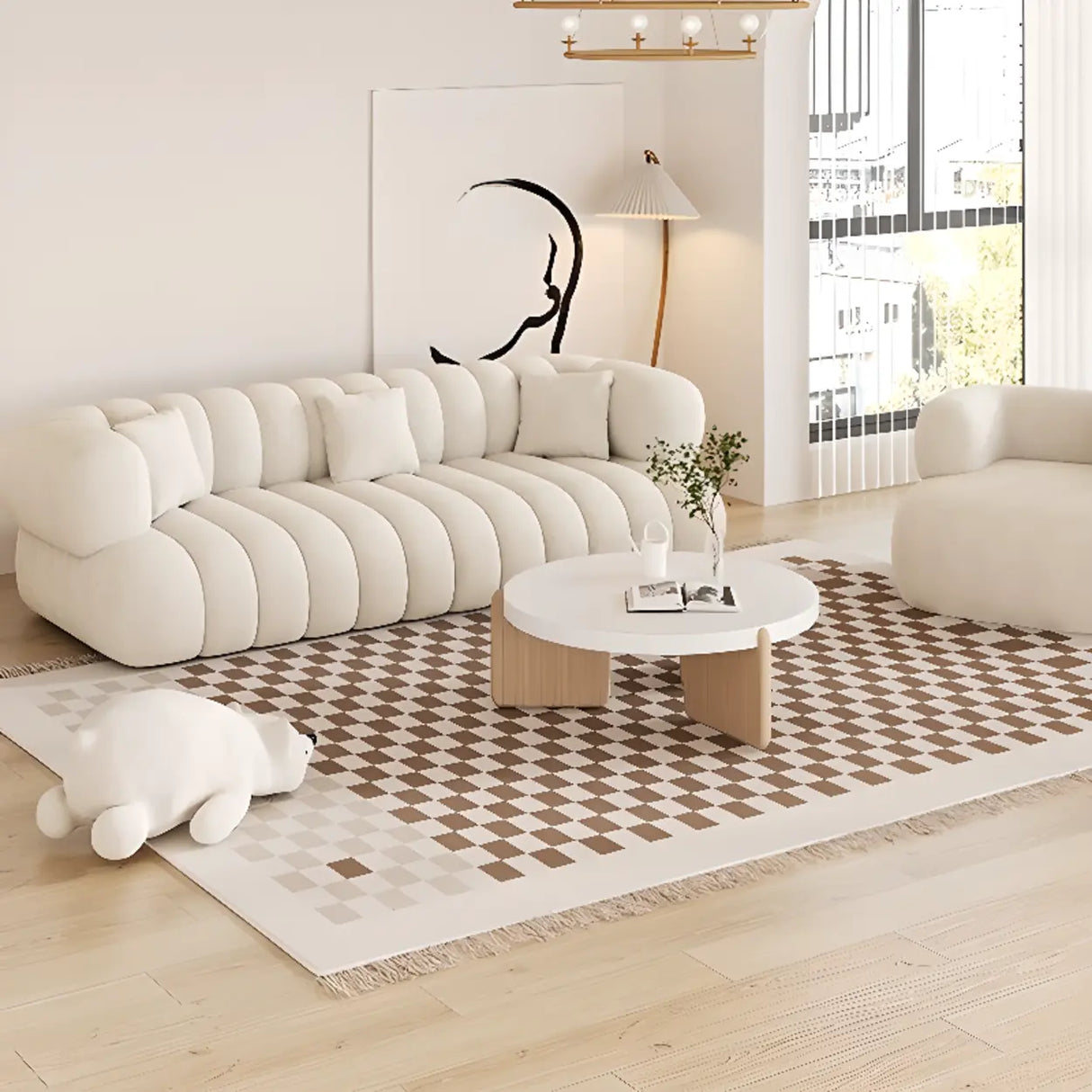 Off-White Sewn Pillow Back Concealed Support Sofa Image - 4