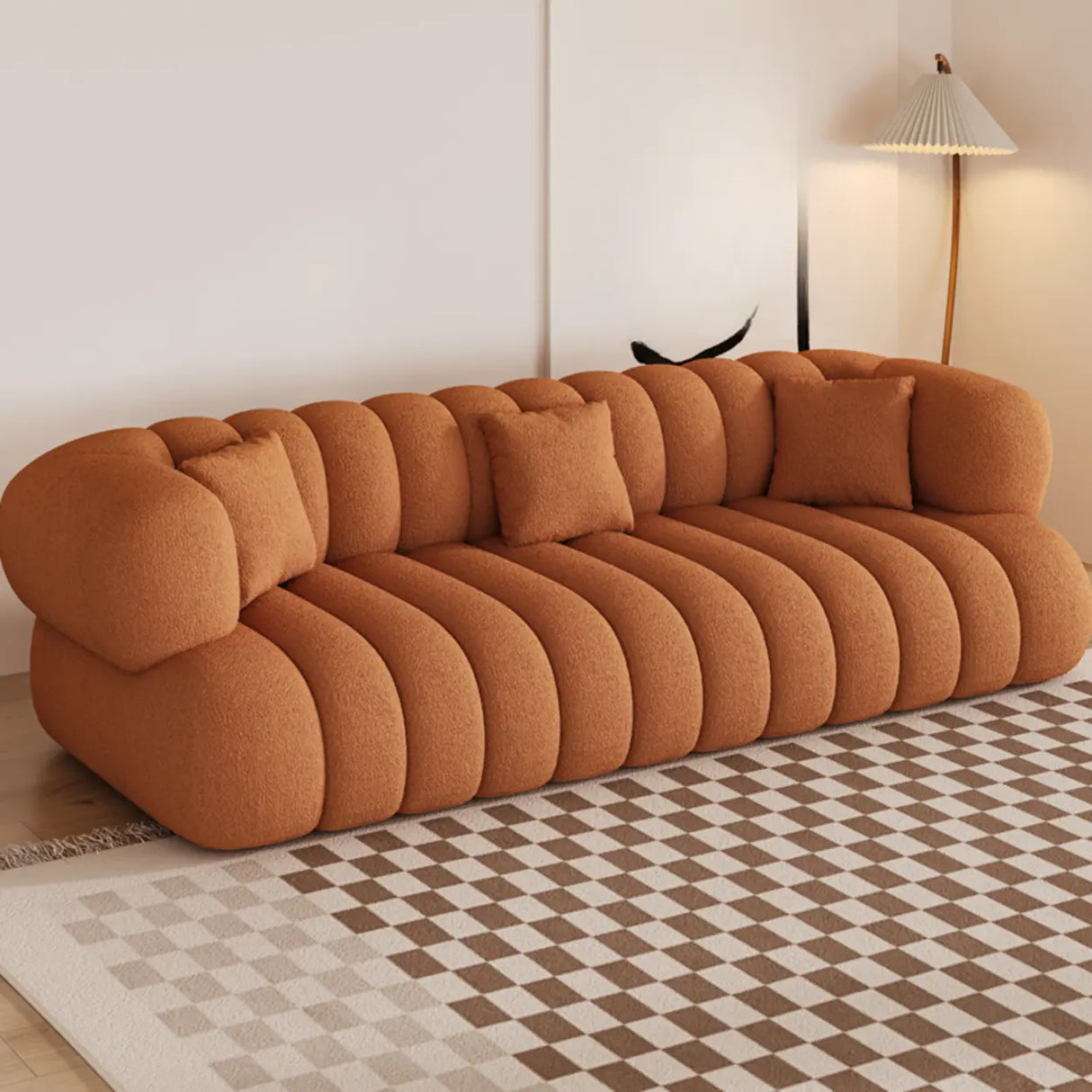 Off-White Sewn Pillow Back Concealed Support Sofa Image - 7