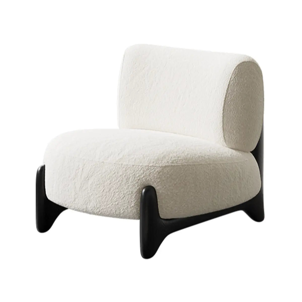Off-White Sherpa Pillow Back Ash Wood Accent Chair Image - 10