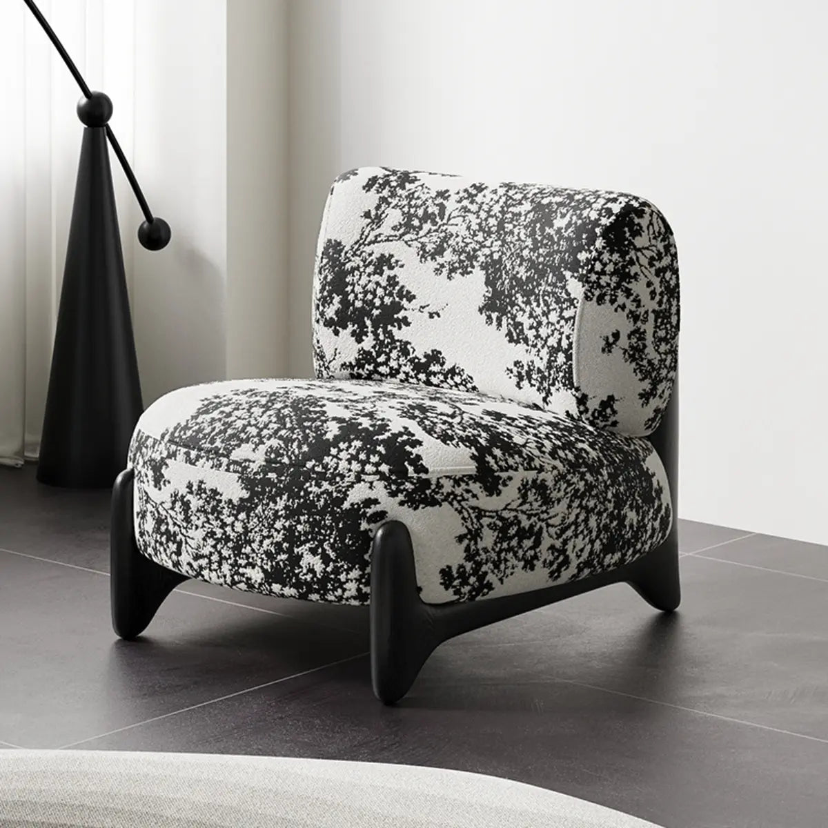 Off-White Sherpa Pillow Back Ash Wood Accent Chair Image - 5