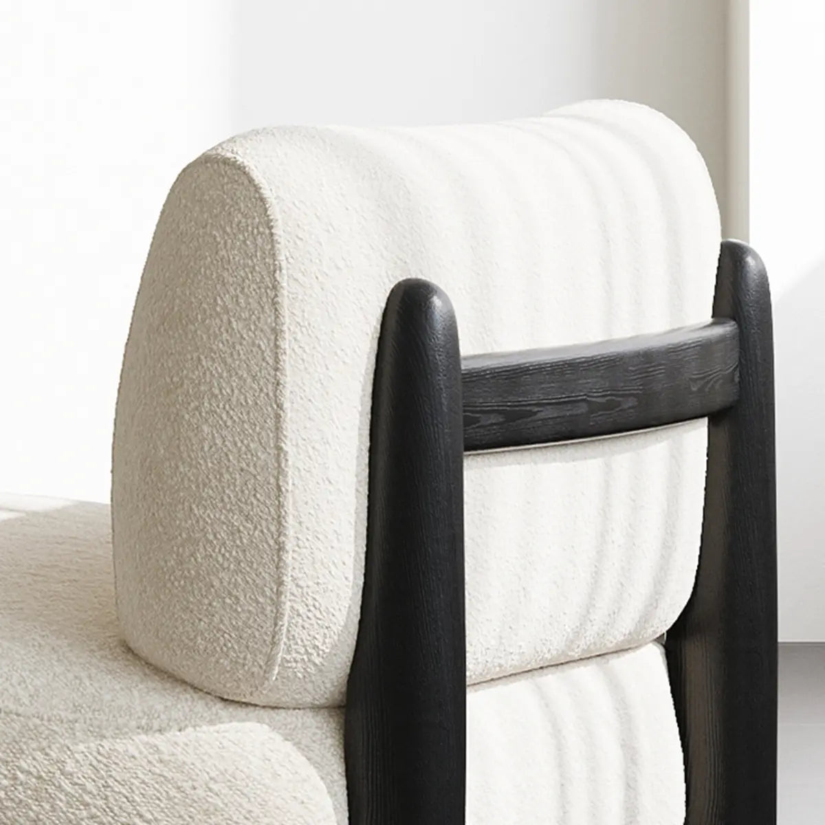 Off-White Sherpa Pillow Back Ash Wood Accent Chair Image - 8