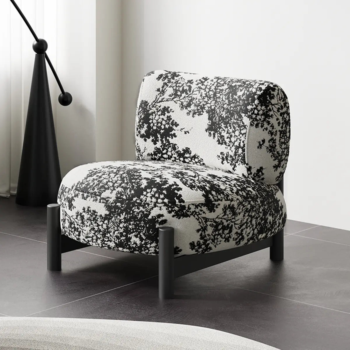 Off-White Sherpa Pillow Back Ash Wood Accent Chair Image - 9