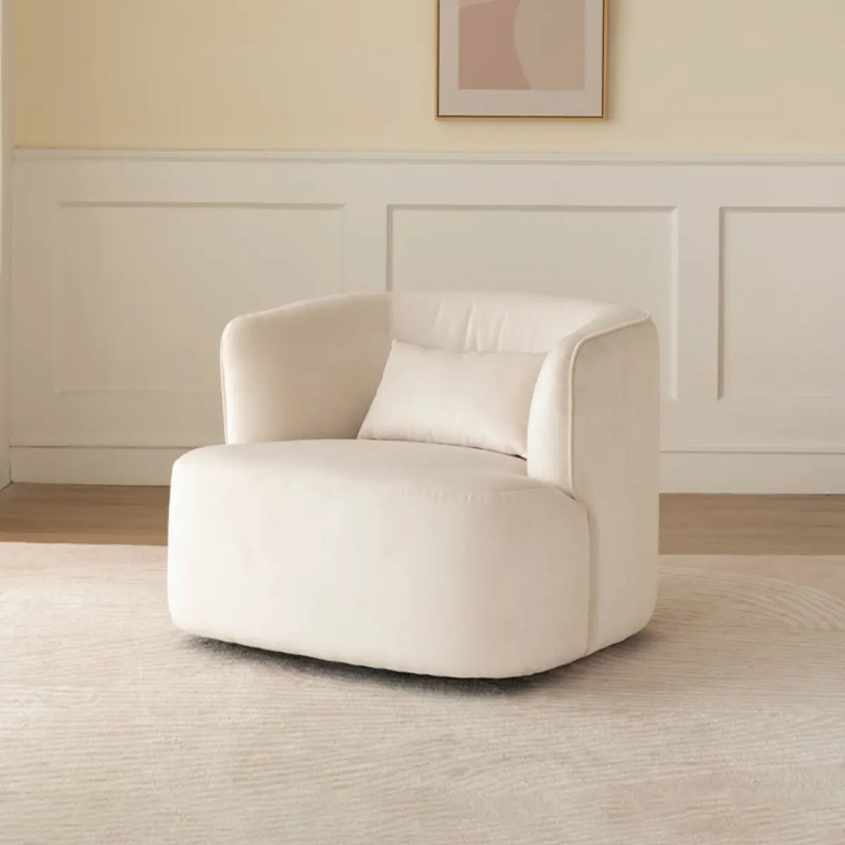 Off-White Sherpa Round Arms Curved Back Arm Chair Image - 11