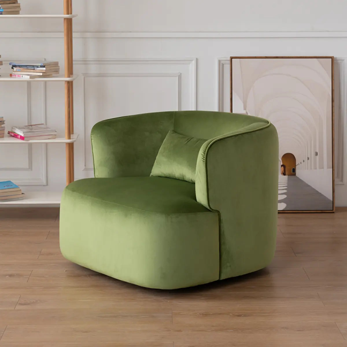 Off-White Sherpa Round Arms Curved Back Arm Chair Image - 12