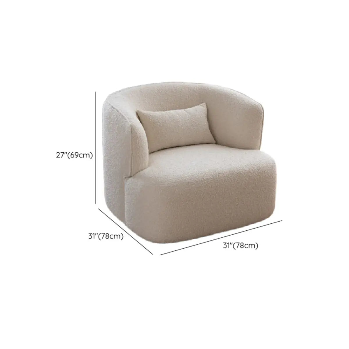 Off-White Sherpa Round Arms Curved Back Arm Chair Image - 16
