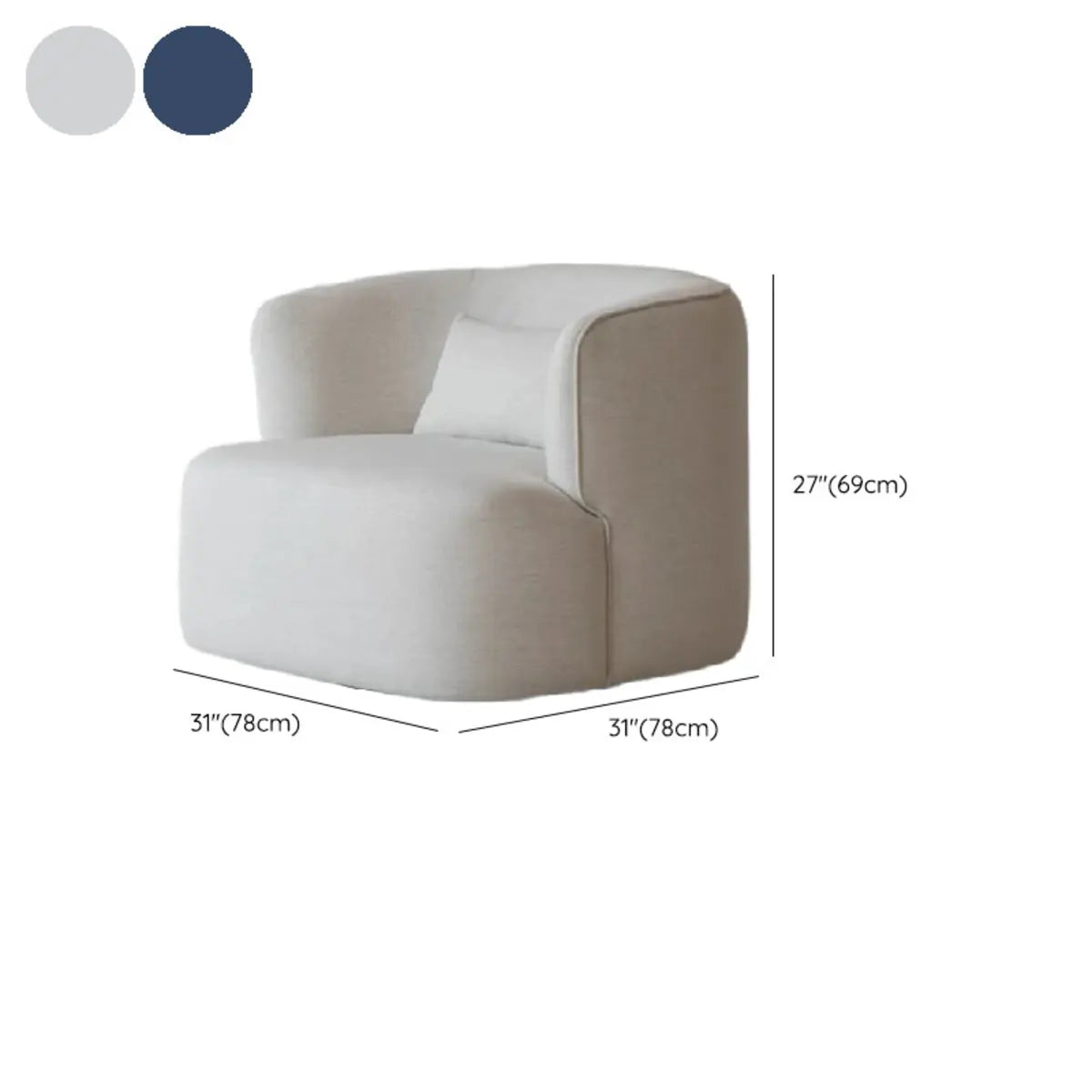 Off-White Sherpa Round Arms Curved Back Arm Chair Image - 17