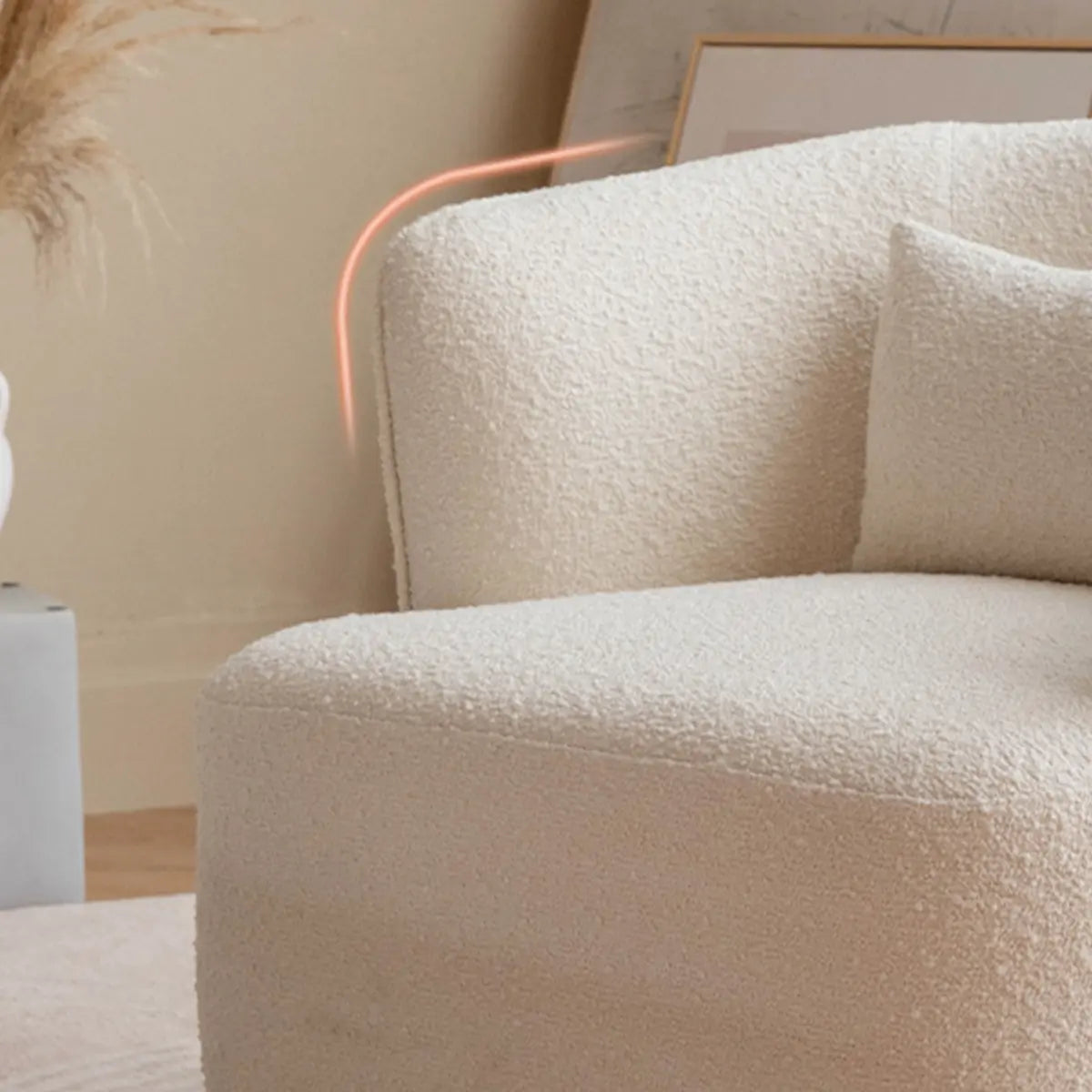 Off-White Sherpa Round Arms Curved Back Arm Chair Image - 4