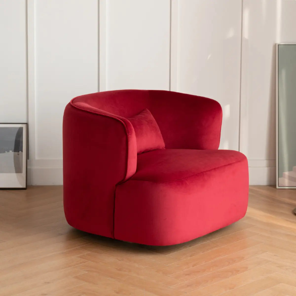 Off-White Sherpa Round Arms Curved Back Arm Chair Image - 9