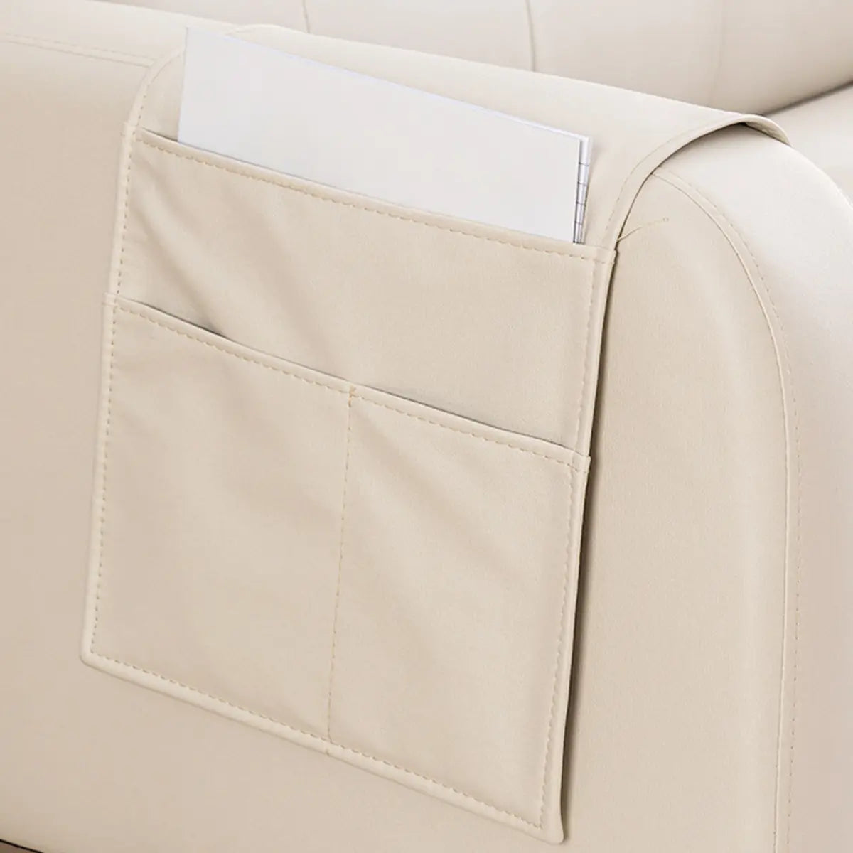 Off-White Square Arm Loose Back Tufted Arm Chair Image - 11