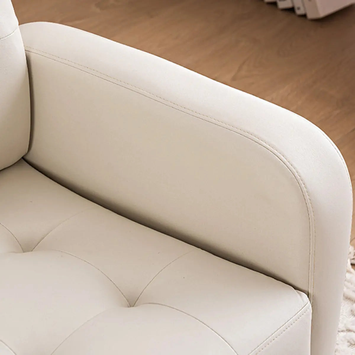 Off-White Square Arm Loose Back Tufted Arm Chair Image - 14