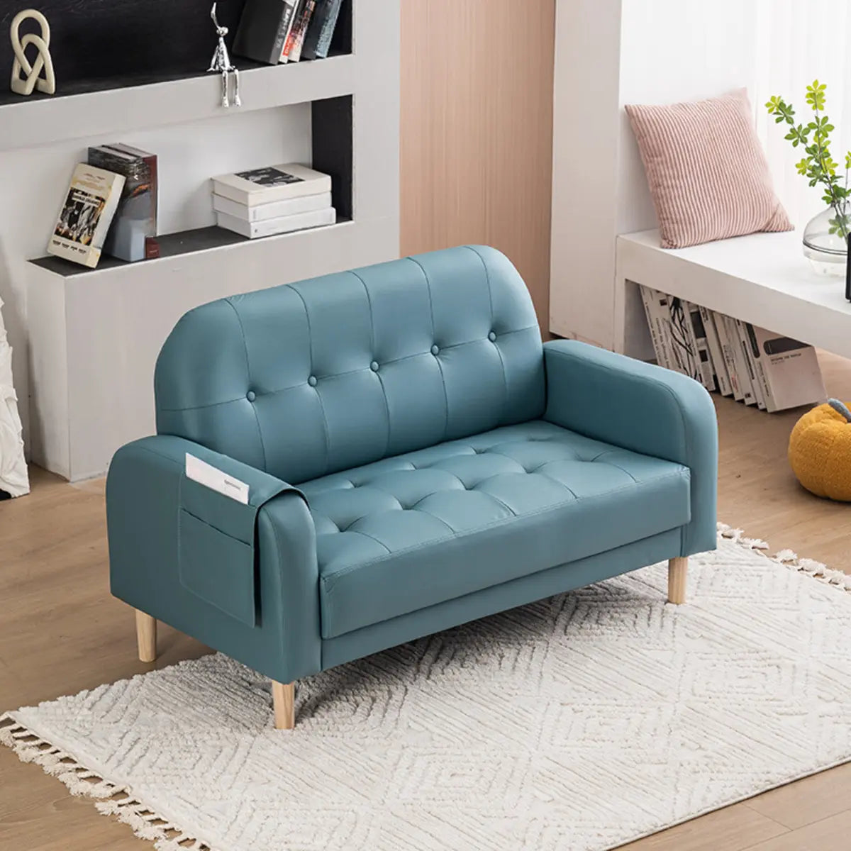 Off-White Square Arm Loose Back Tufted Arm Chair Image - 8