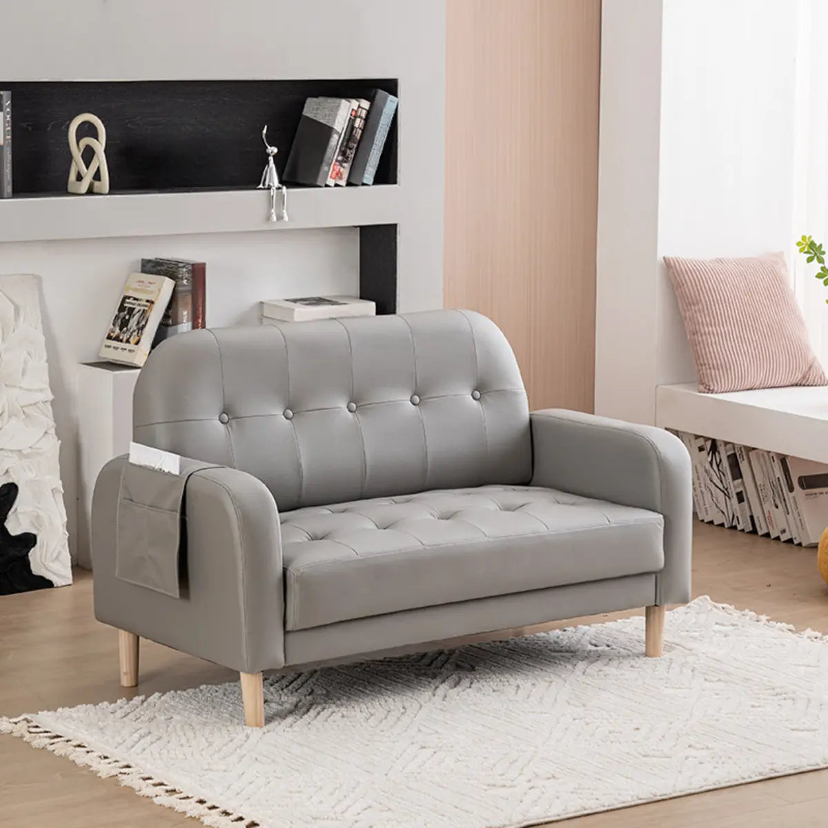 Off-White Square Arm Loose Back Tufted Arm Chair Image - 9