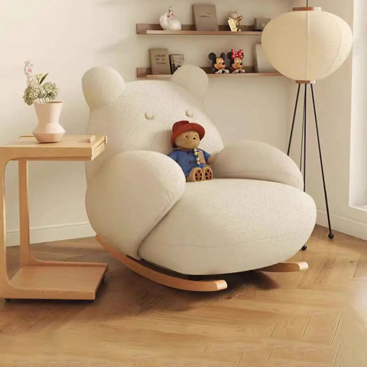 Off-White Stain Resistant Animal Shape Rocking Chair Image - 1