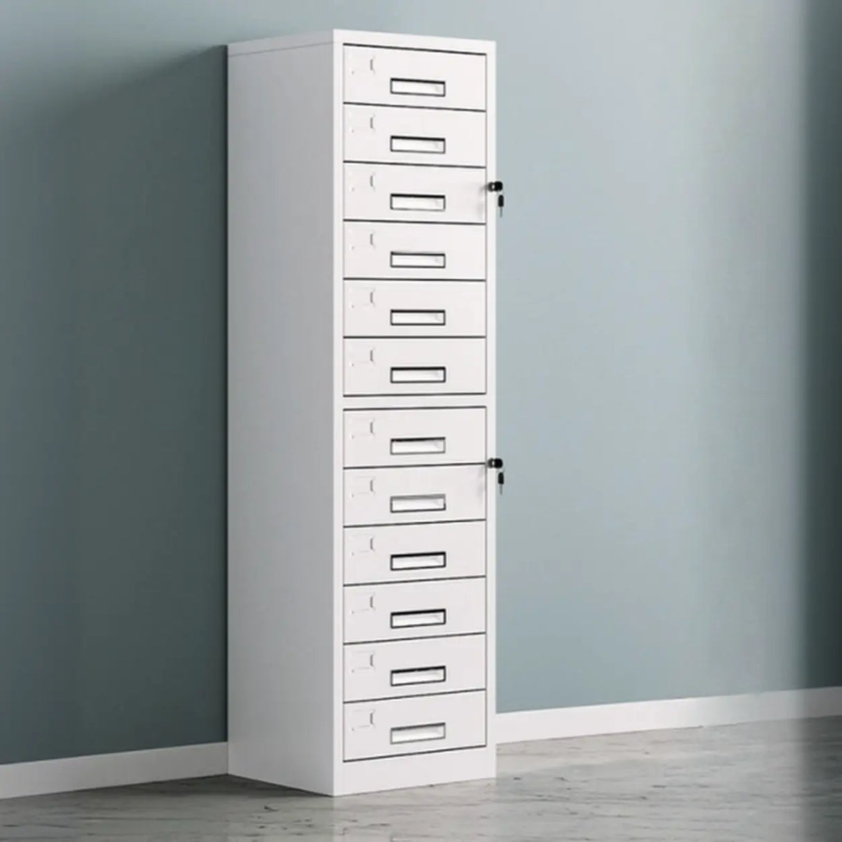 Off-White Steel Glass Doors Lockable Filing Cabinet Image - 13