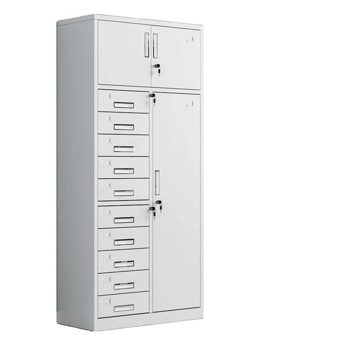 Off-White Steel Glass Doors Lockable Filing Cabinet Image - 22