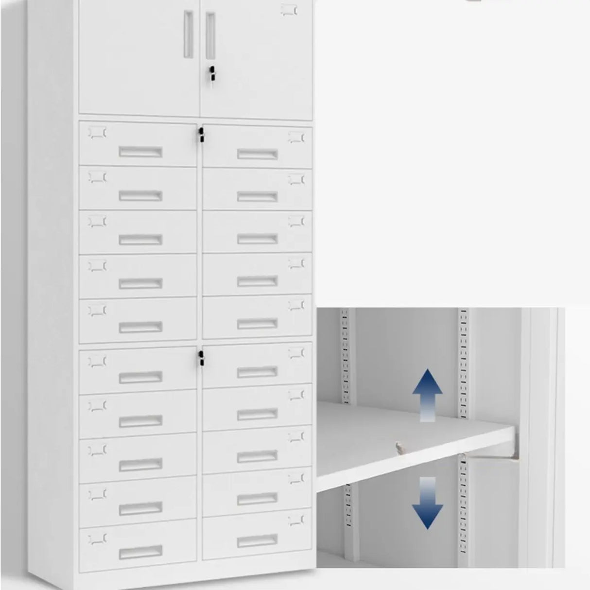 Off-White Steel Glass Doors Lockable Filing Cabinet Image - 7