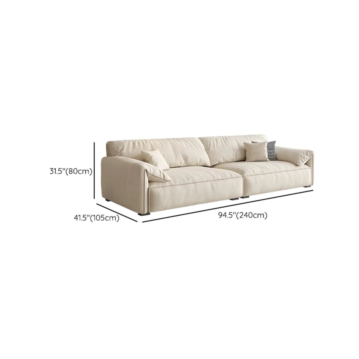 Off-White Suede Pillow Top Arm Concealed Support Sofa Image - 14