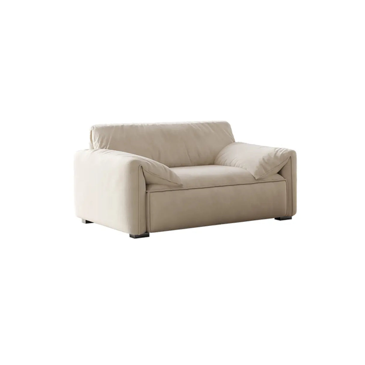 Off-White Suede Pillow Top Arm Concealed Support Sofa Image - 2