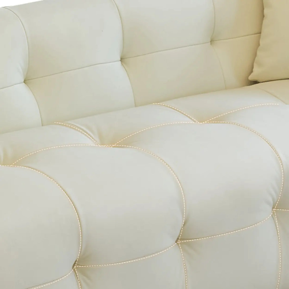 Off-White Water Resistant Leather Tuxedo Arm Sofa Image - 12