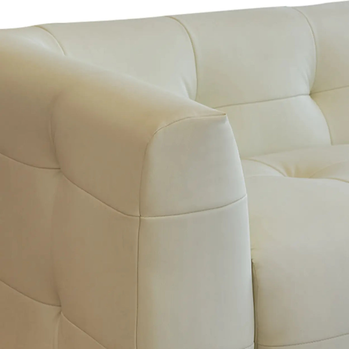 Off-White Water Resistant Leather Tuxedo Arm Sofa Image - 13