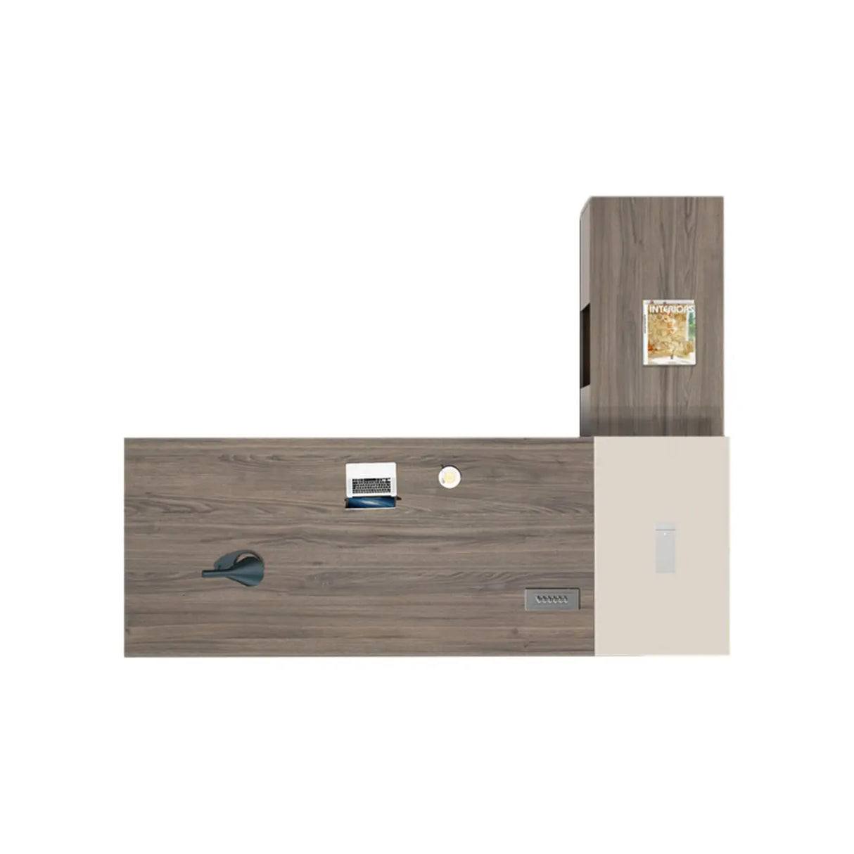 Office Brown Finish Wood L-Shaped Executive Desk Image - 2