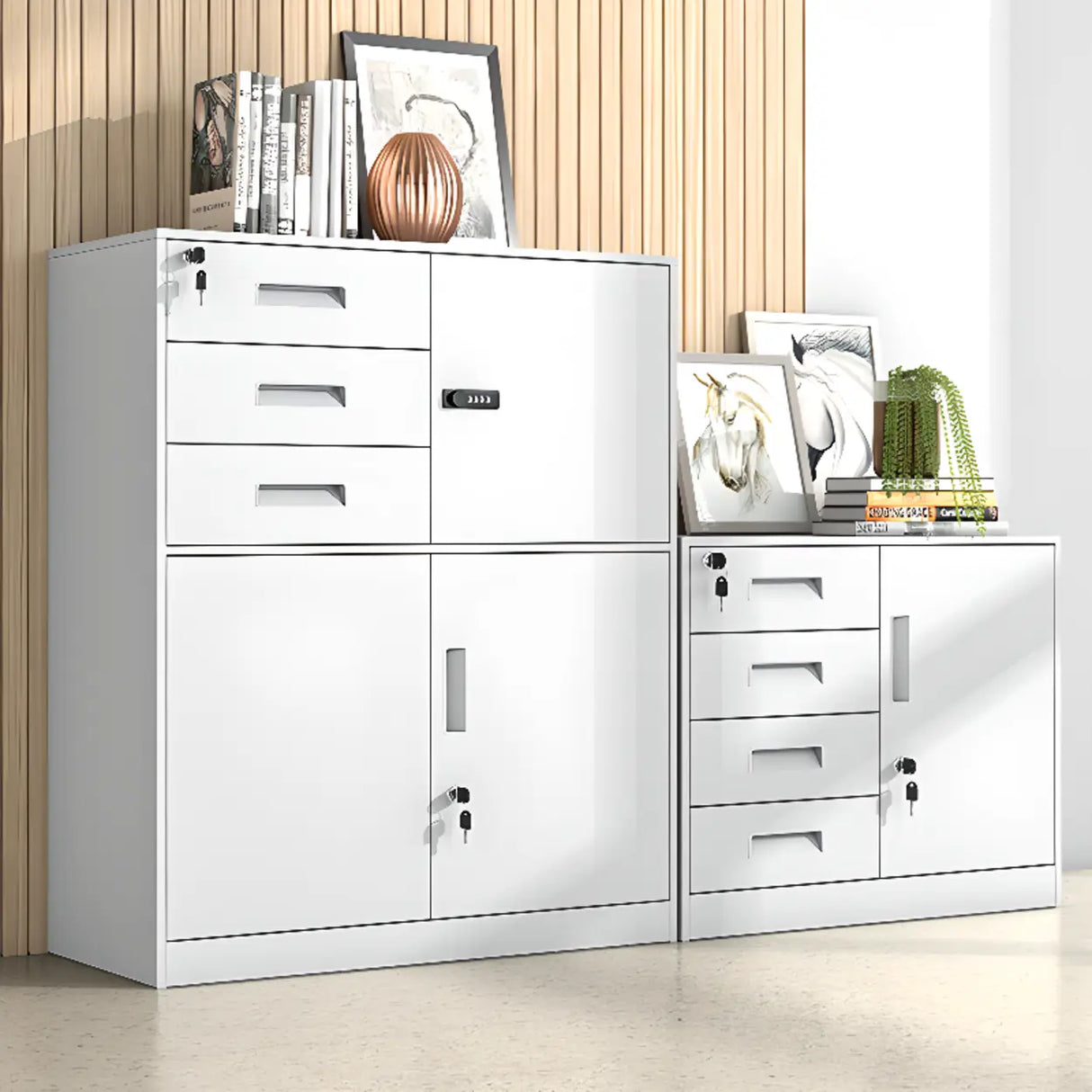 Office Vertical White Adjustable Storage Filing Cabinet Image - 1