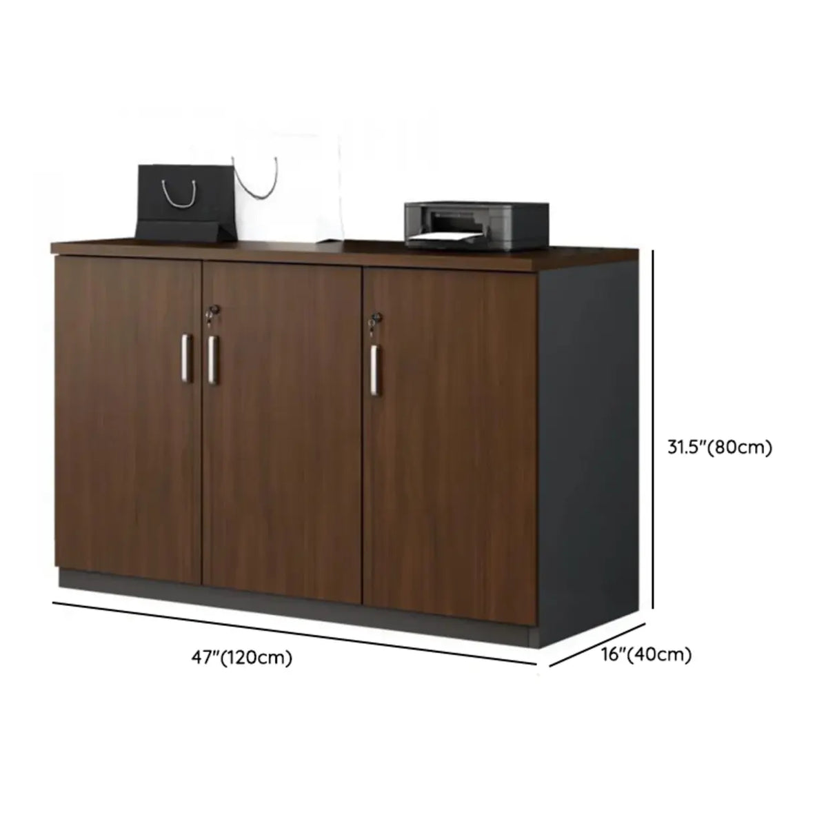 Office Wood Horizontal Brown Secure Filing Cabinet Image - 14
