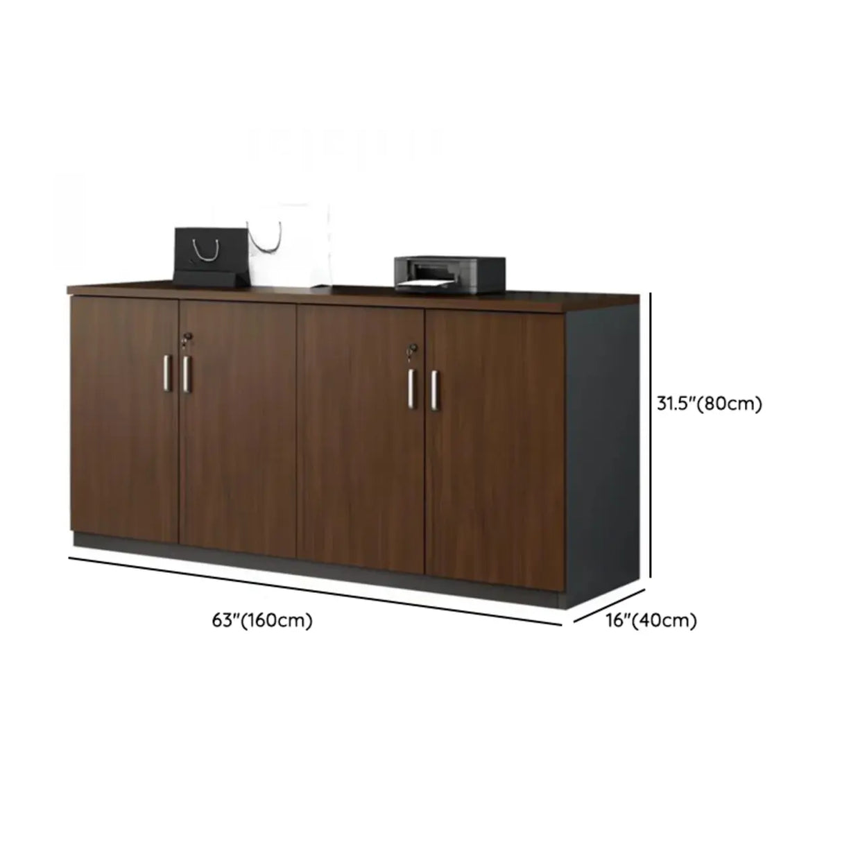Office Wood Horizontal Brown Secure Filing Cabinet Image - 15