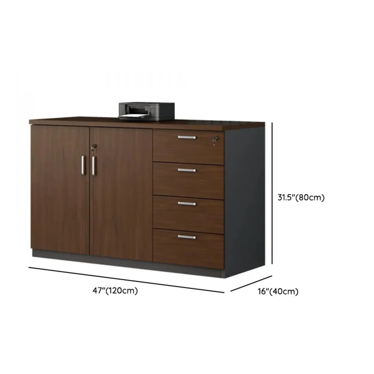 Office Wood Horizontal Brown Secure Filing Cabinet Image - 16