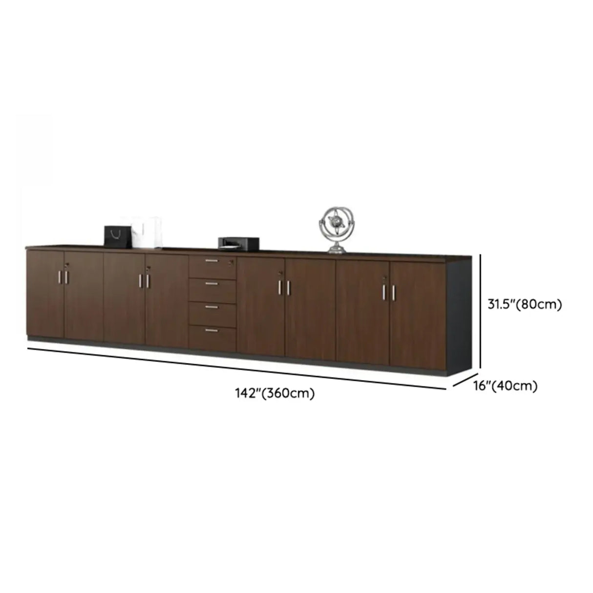 Office Wood Horizontal Brown Secure Filing Cabinet Image - 18
