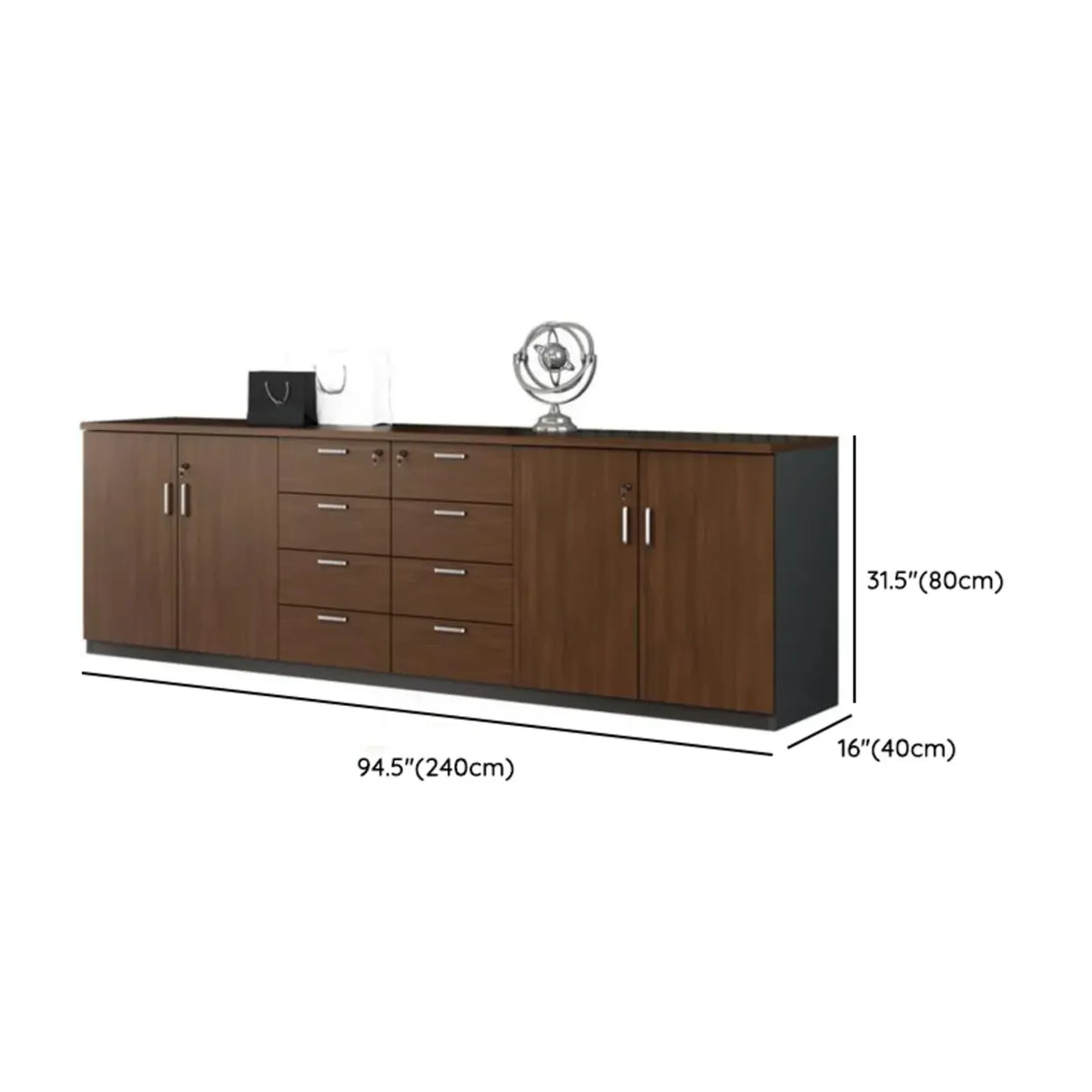 Office Wood Horizontal Brown Secure Filing Cabinet Image - 19