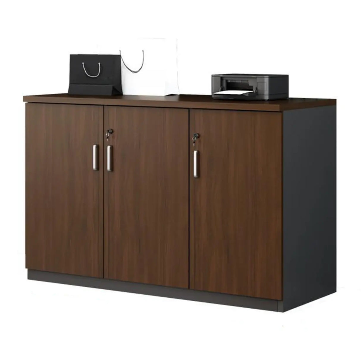 Office Wood Horizontal Brown Secure Filing Cabinet Image - 11